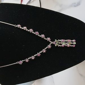 Sweet pink & green Rhinestone Choker Necklace